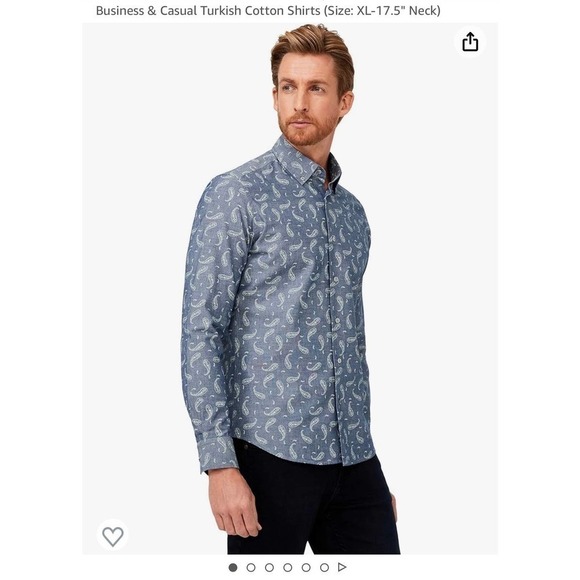 Nwt Men’s Button Down Collar Shirt Paisley Print XL Slim Fit - Picture 5 of 9